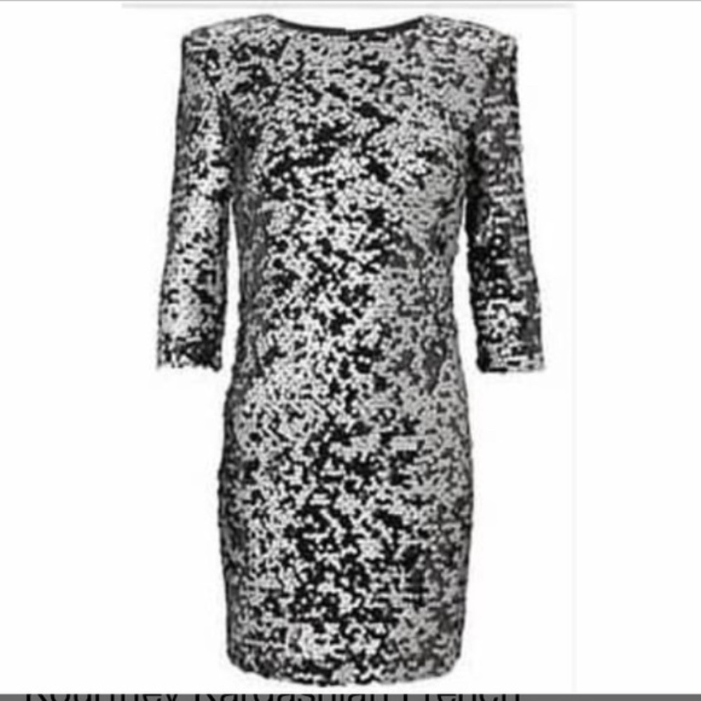 French connection black and white sequin dress